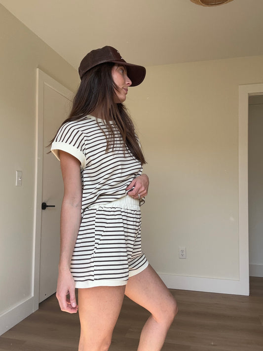 Brown Striped Short