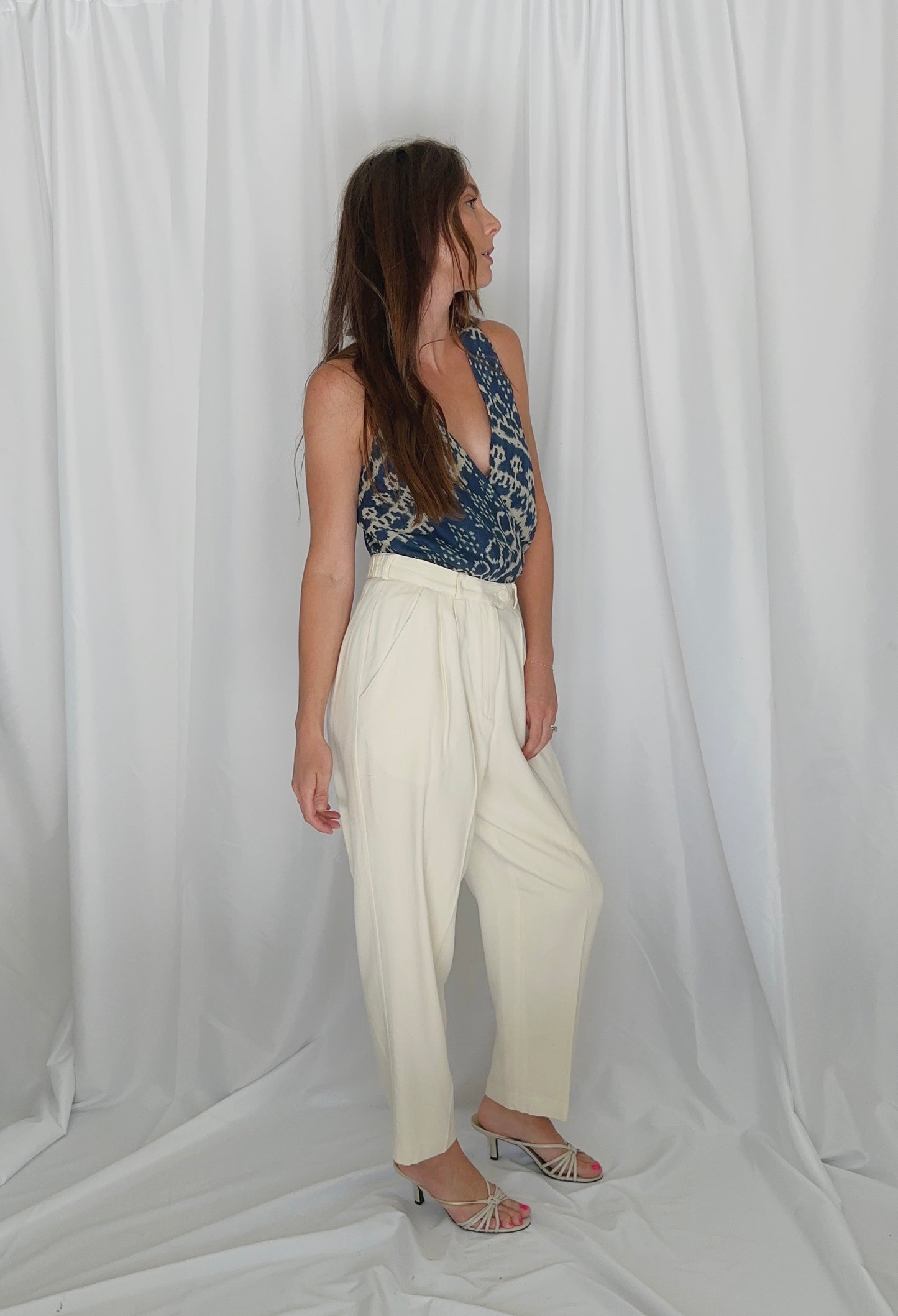 Vintage Cream Pleated Trouser