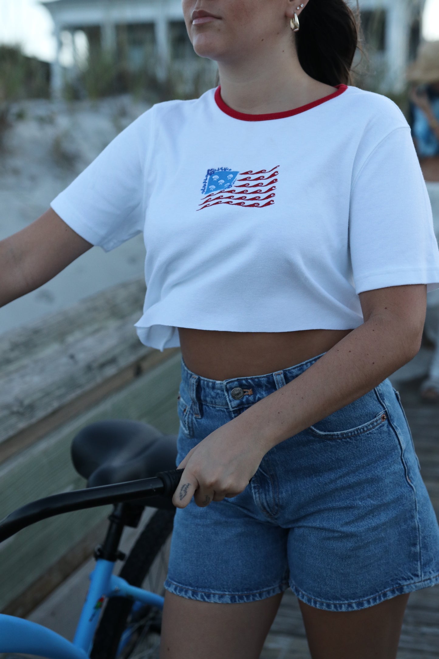 Vintage Embroidered American Flag T-Shirt