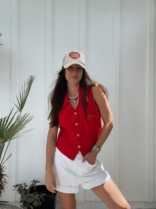 Vintage Red Vest Top