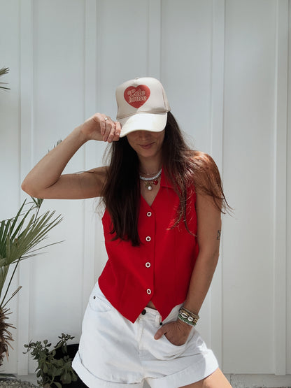 Vintage Red Vest Top