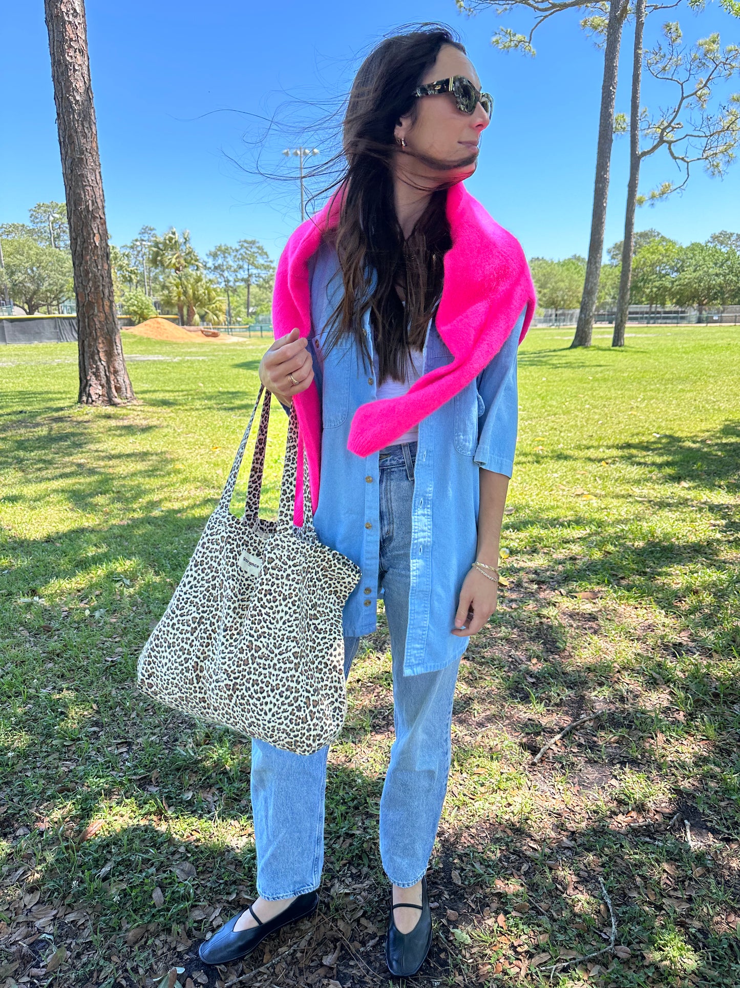 Leopard Print Canvas Tote 