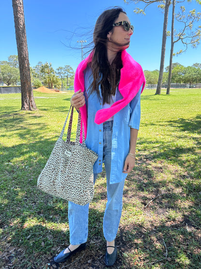 Leopard Print Canvas Tote 