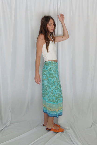 Block Print Midi Skirt