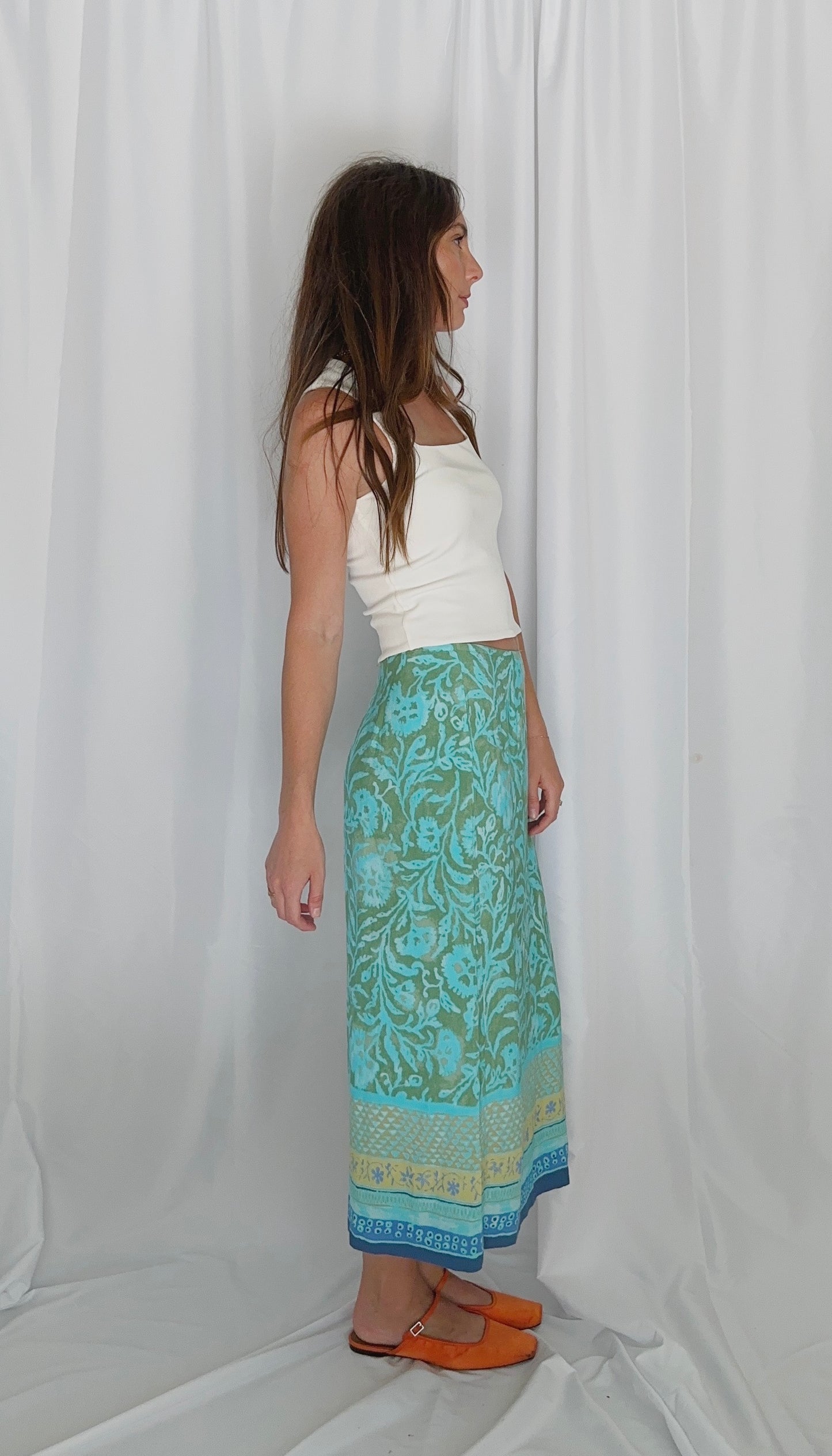 Block Print Midi Skirt