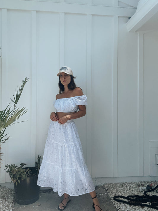 Cotton Eyelet Skirt