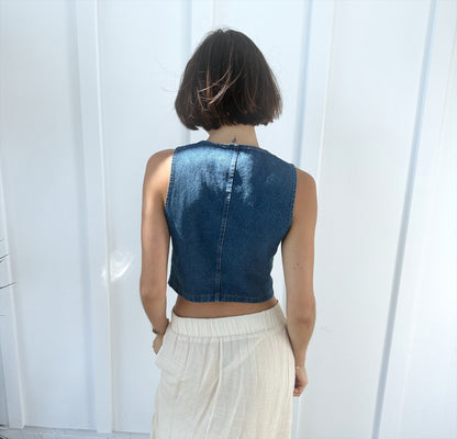 Denim Vest Top Mid Wash